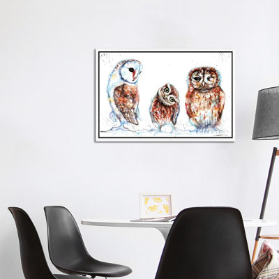 Trio Of Owls - Painting on Canvas
