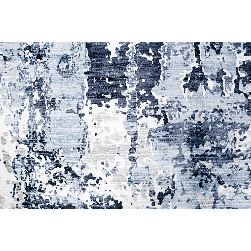 Tapis bleu de haute qualité noué à la main, Rectangle 6 pi x 9 pi