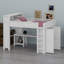 Lit mezzanine peu encombrant avec garde-robe intégrée, bureau d'étude et tête de lit avec ports USB-854353148