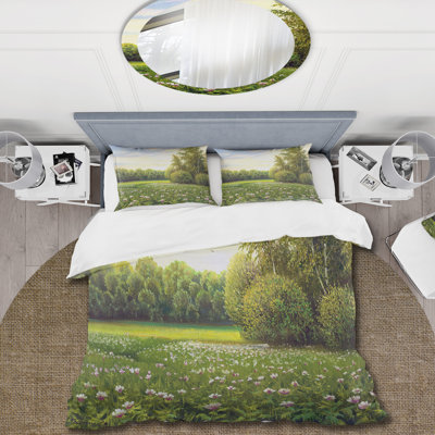 Spring Trees By The Meadows - Ensemble de housse de couette Country - Microfibre de polyester