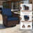 Alderwood 7-Person Outdoor Patio Conversation Rattan Seating Group With 50000BTU Fire Pit Table and Dark Blue Cushions-878963881