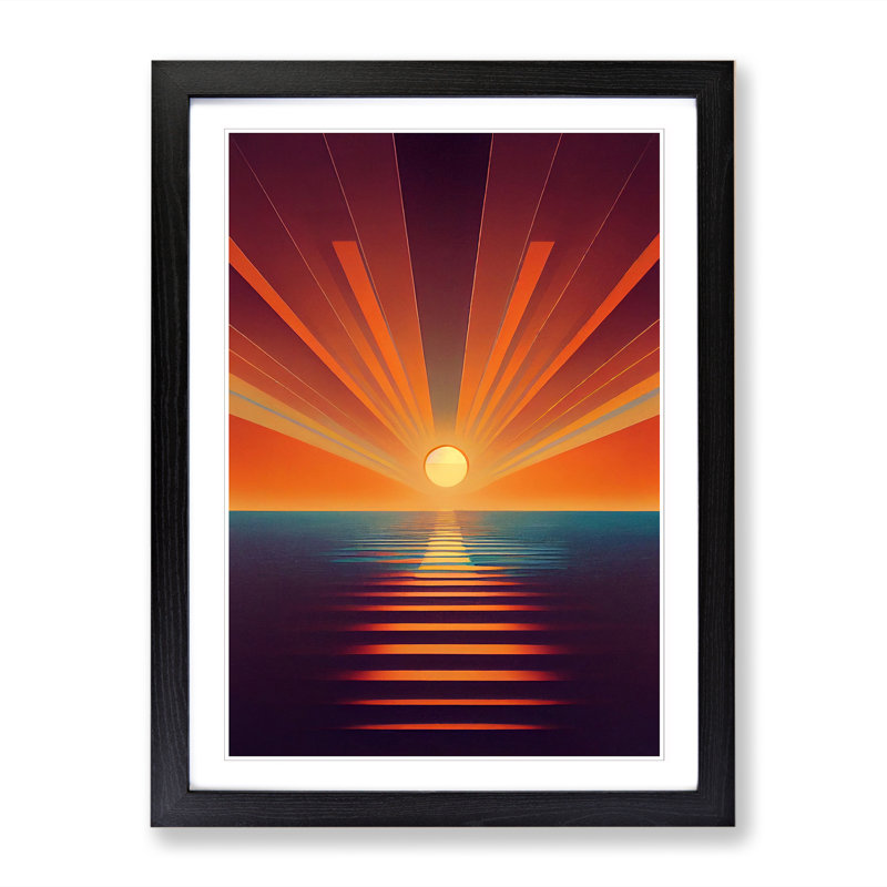 FRM-V0523-68X An Deco Sunrise Vol.5 - Single Picture Frame Print, Black Framed, 64cm H x 46cm W x 2cm D