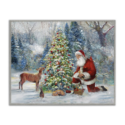 Père Noël et bébé cerf, estampe numérique par Ruane Manning