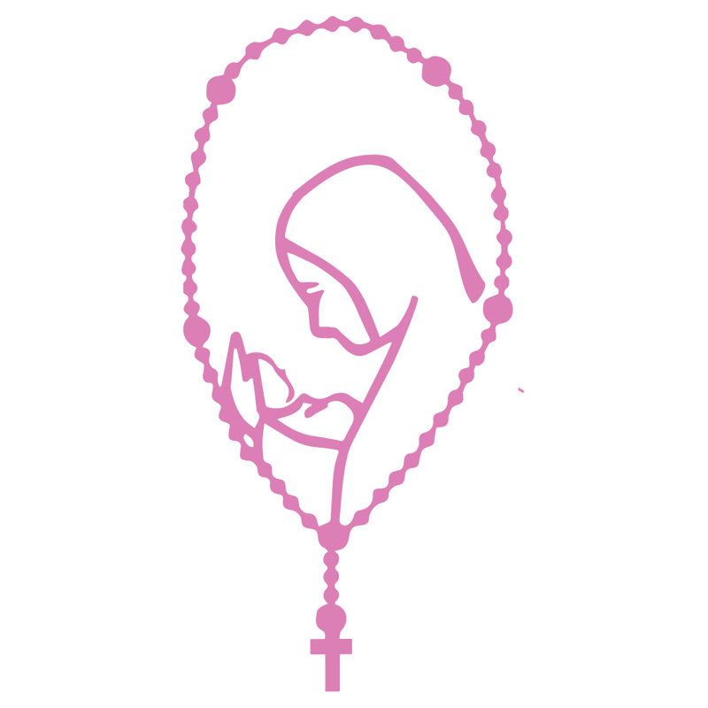 Décalcomanie murale marie rosary maman, H 36 po x l 18 po x P 0,01 po, Bleu poudré