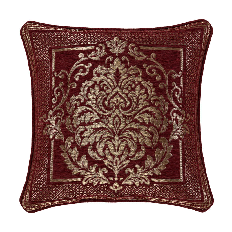LAURENZA - Coussin décoratif carré noir de 20 po, Rouge