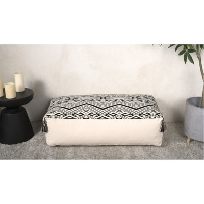 Pouf rectangulaire et coussin de sol en noir naturel, 42 po x 24 po x 19 po, capacité de poids de 200 lb, élément décoratif, nettoyage des taches, bourre de billes remplies de noir à l'intérieur comme coussin, 42 x 24 x 19 po, limite de 200 lb, superbe