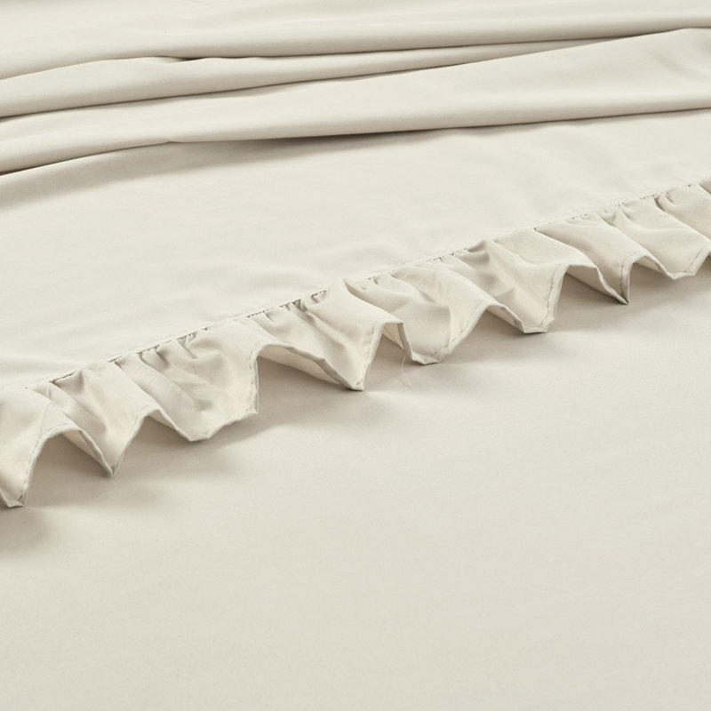 Ensemble de draps en microfibre Reyna Ruffle, Ensemble de draps pour taille de lit très grand a, Blé