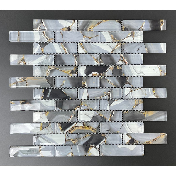 Art Craft 1" x 4" Brick Joint Glass Mosaic Wall Tile