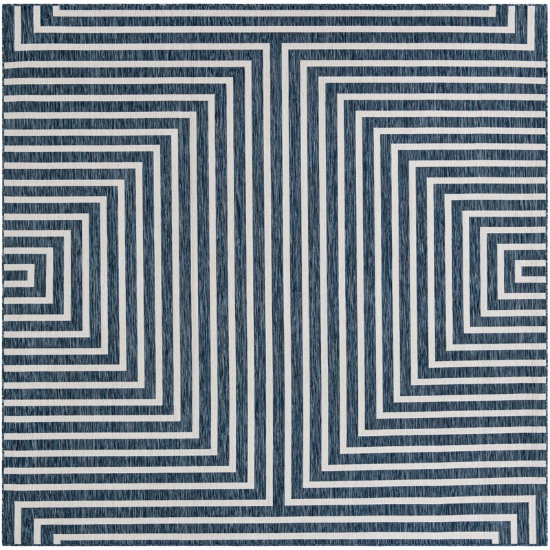 Contemporary Odawa Area Rug Blue Color, Square 10'