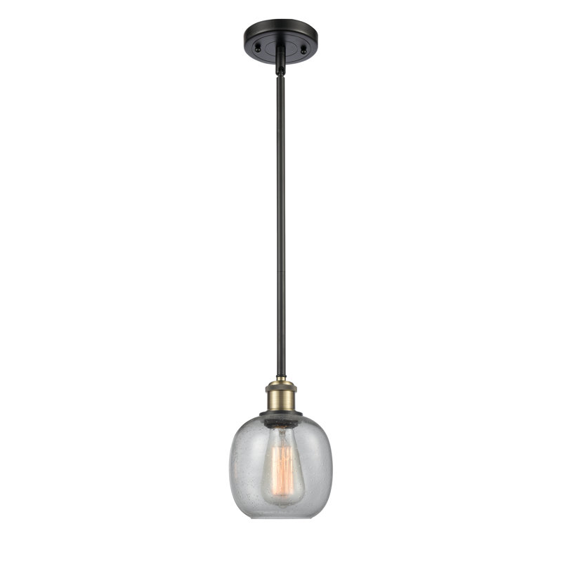 Luminaire suspendu sphérique 1 lumière Carlucci, Grainé, Laiton antique noir, Ampoule non incluse