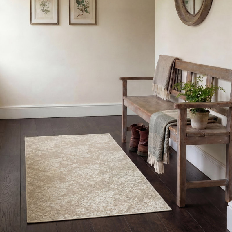 Tapis d'intérieur / extérieur Laura Ashley Doreen, Beige multicolore, 3 pi x 5 pi