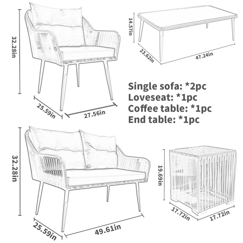 Nameeta Outdoor patio rattan sofa waterproof shade