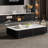 Multilayer solid wood stainless steel coffee table-105550726