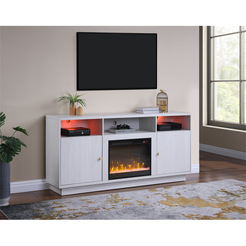 Console de meuble télé Ambrogio, White Walnut