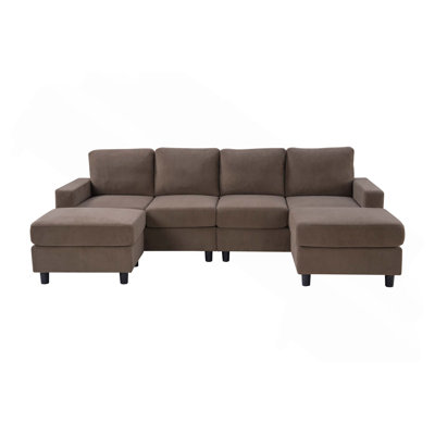 Oversized U-Shaped Modular Sectional Couch with Chaise, Corduroy Upholstery, Thick Padding, Sturdy Legs for Living Room