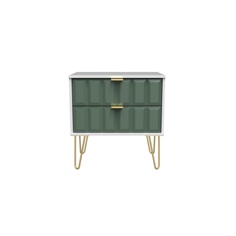 Allem 2 Drawer Midi Chest (Ready Assembled), Labrador Green/White