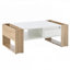 Table basse très brillante avec 2 tiroirs, table basse rectangulaire avec tablette de rangement ouverte pour le salon-348952262