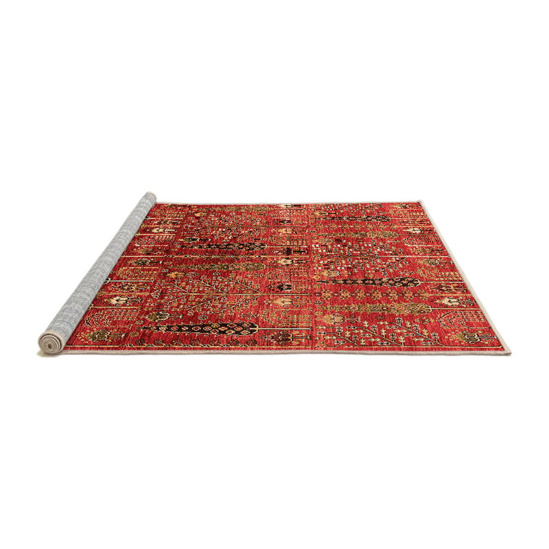 Tapis rouge en chenille / polyester tissé à la machine Meenaxi, Carré 7 pi