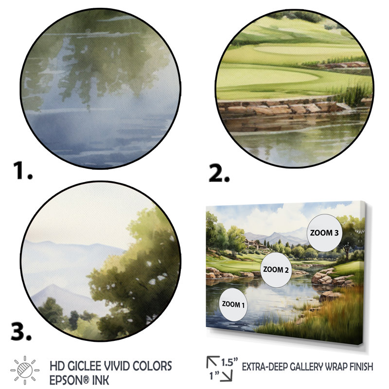 Country Club Golf Course - Country Club, reproduction d'art sur toile, H 12 po x l 20 po x P 1 po, Toile tendue