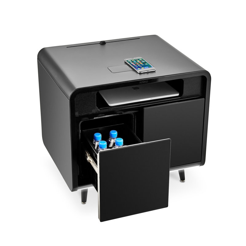 Sobro Smart End Table with Built-In Outlets, Black