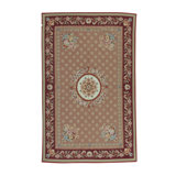 Aubusson Wool Oriental Area Rug in Rose/Wine