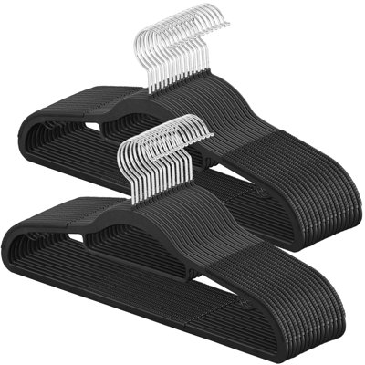 Pack Of 30 Coat Hangers, Heavy-Duty Plastic Hangers, Non-Slip, Space-Saving, 0.2 Inches Slim, 16.5 Inches Wide, 360° Swivel