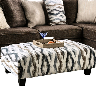 Multi - Colored Design Printed Microfiber With Tapered Block Legs In Contemporary Style, 33 Inches Package Width, 42 Deep, 17 High