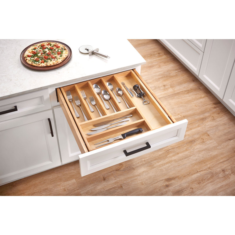 Rev-A-Shelf Tiered Cutlery Drawer Organizer with Soft-Close, 4.31" H x 21" W x 21.75" D