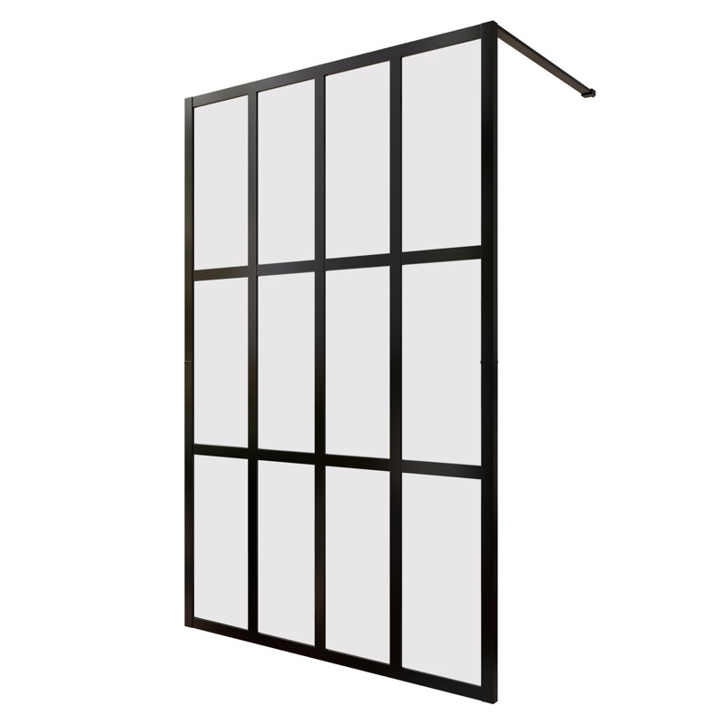46" X 72" Fixed Frameless Shower Screen with 1/2" Clear Tempered Glass, Matte Black