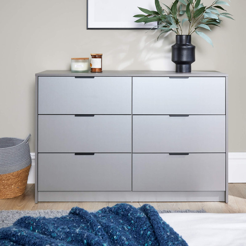 Phoenix 6 Drawer Chest Bedroom Storage Unit, Grey