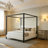 Stravon Modern Industrial Metal Canopy Bed with Bouclé Upholstered Headboard-125238878