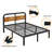 Amylia Heavy Duty Anti-Sway 14-Inch Steel Tube Iron Bed with Solid Wood Panel 40'' Headboard-2025536609-2015625706