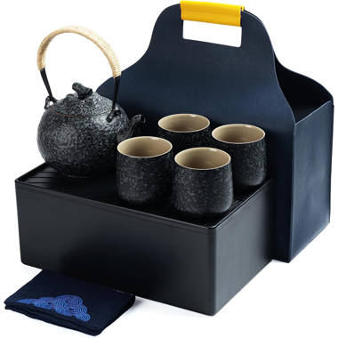 Modern Style Fish Printed Coffee Tea Set Ceramic 4 Cups 4 Trays 4