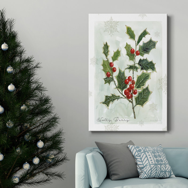 Toile tendue avec châssis Botanical Holly Berry, H 48 po x l 32 po x P 1 po