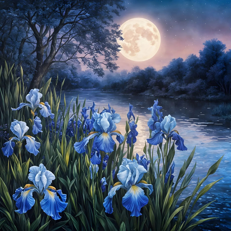 Iris au clair de lune - élégance florale nocturne