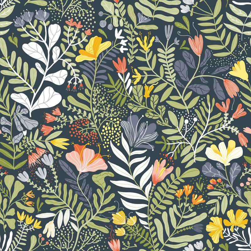Ackworth Floral Roll, Navy Blue