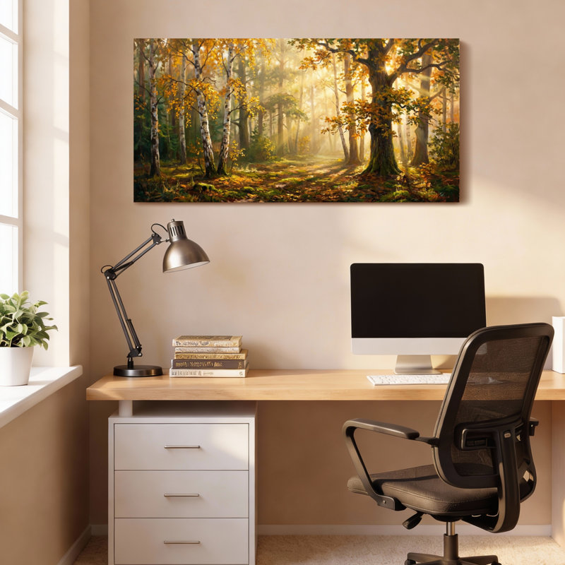 Tableau sur toile tendue représentant un paysage de forêt d'automne, 5828