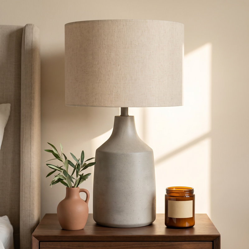 Lockwood Concrete Table Lamp, Gray Base / Taupe Shade