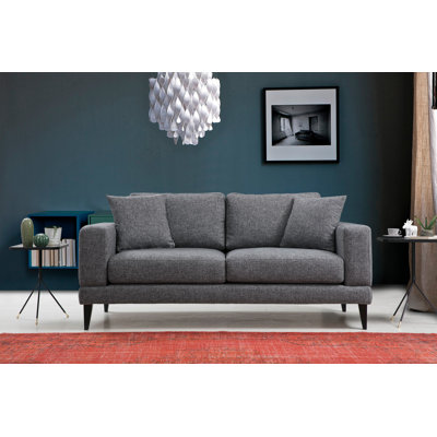 Stylish 2-Seat Sofa, Dark Grey | Durable Beech Wood & Chipboard Frame, 71.0 x 35.4 x 33.5 inches | Soft 100% Polyester Fabric, 28 DNS Foam, Halogen Spring Cushioning | Modern Industrial Scandinavian Design, Easy-Clean