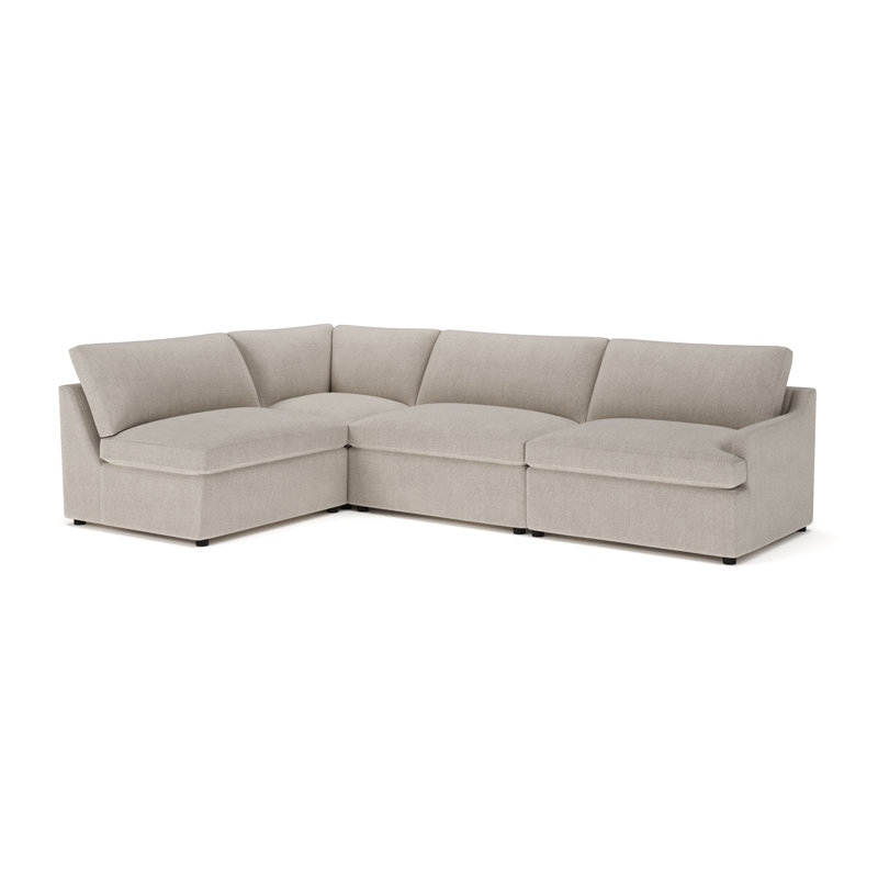 Essex 4-Piece Upholstered Modular Sectional, Left Hand Facing, Monique Twine Textured Chenille