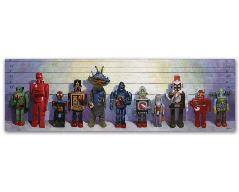 Eric Joyner Line-Up Colorful Robot Canvas Art Print