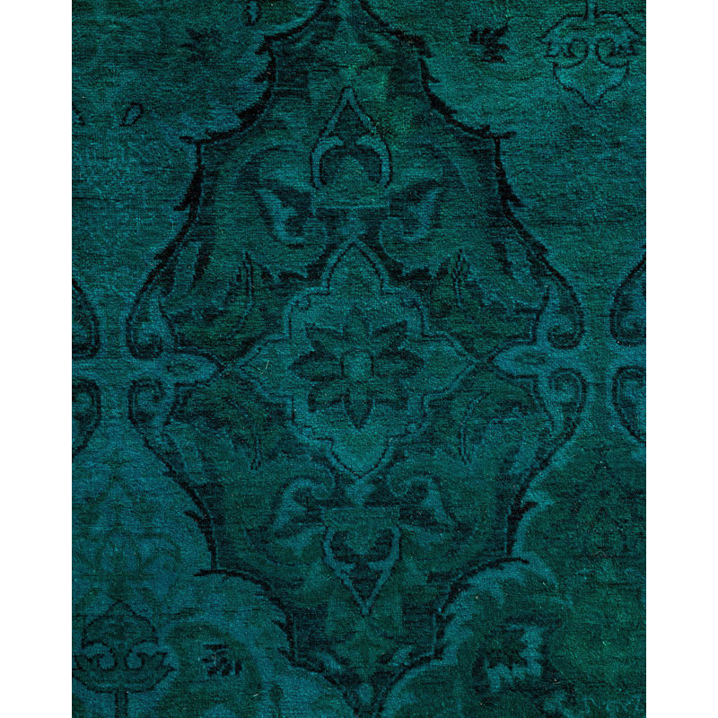 Tapis bleu noué à la main de conception unique Chimel