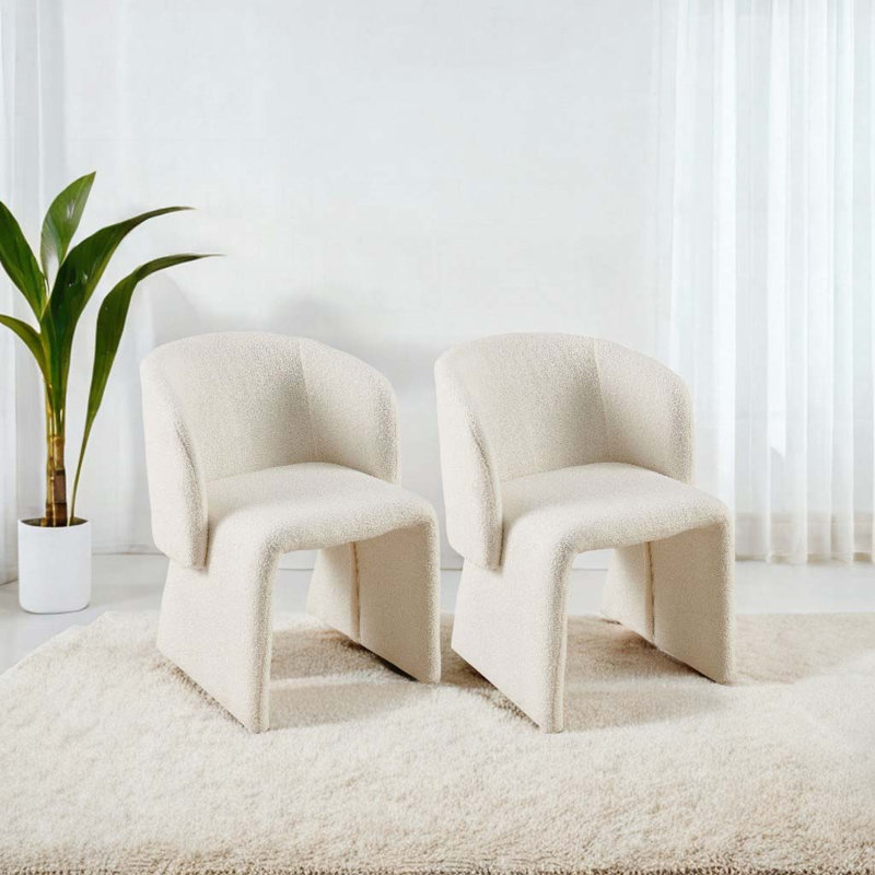 Chaise d'appoint rembourrée en tissu Teddy, Ourson blanc cassé