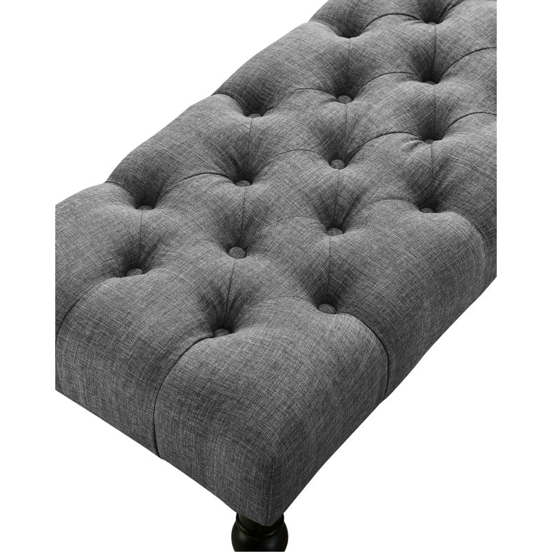Dining Bench In Gray - Solid Wood Frame, Turned Legs, Assembly Required, 48"W X 16"D 19.5"H For Table Frame With 19.5"H, Required