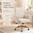 Modern Corduroy Office Chair with Wheels, Upholstered Swivel Desk Chair with Gold Metal Base, Adjustable Height Mid Back Vanity Chair with Lumbar Support for Home Office Bedroom Study-1606275801
