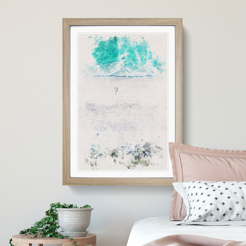 Walking on the Beach - Picture Frame Graphic Art, Oak Framed, 63cm H x 45cm W x 2cm D