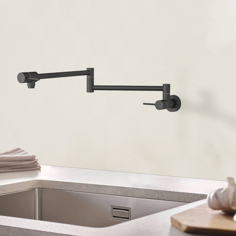 Pot Filler Faucet - Wall Mount Kitchen Sink Faucet, Matte Black
