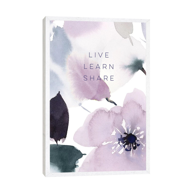 Live Learn Share - Print on Canvas, 66.04cm H x 45.72cm W x 3.81cm D, White Floater Framed