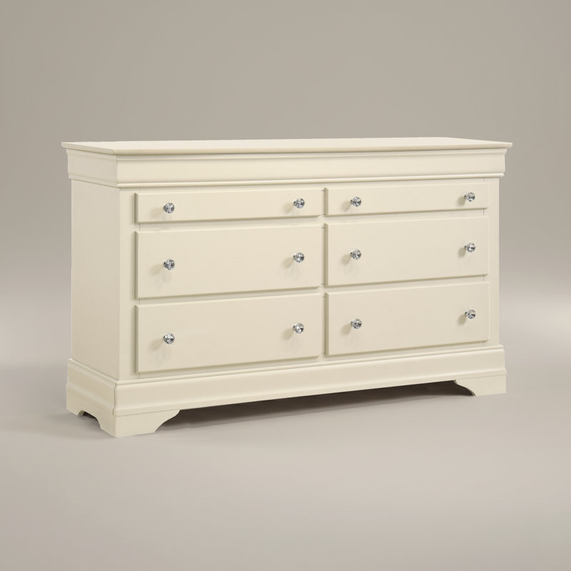 Commode 6 tiroirs Barvelle, Ivoire ivoire