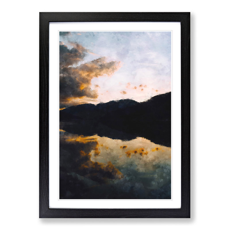 Reflection of the Clouds and Mountains - Picture Frame Painting Print, Black Framed, 45cm H x 33cm W x 2cm D
